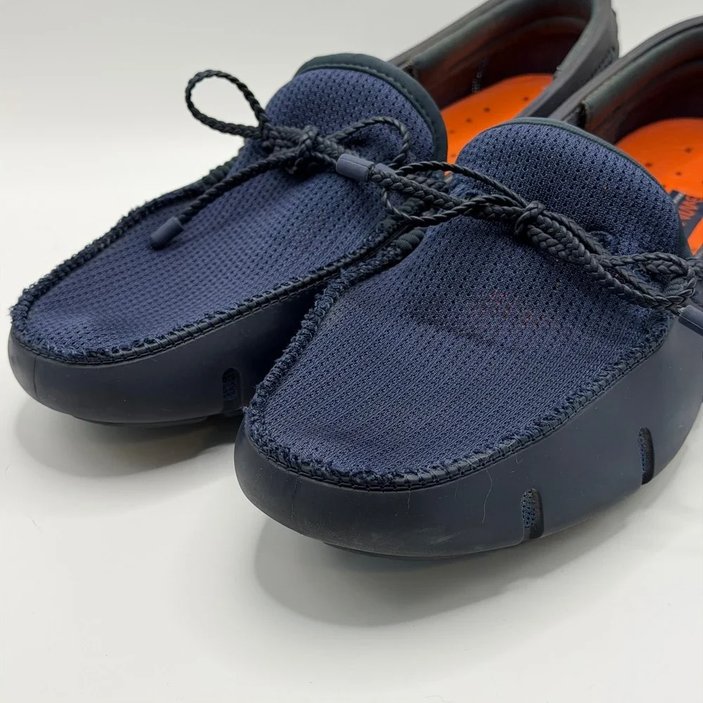 Swims Braided Lace Loafers Navy Blue Mesh Rubber Water Shoes Mens 9